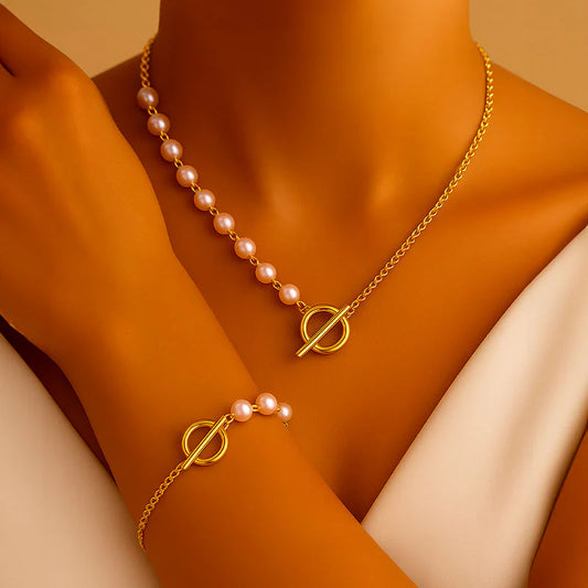 Collar y Pulsera Indira-Dorado