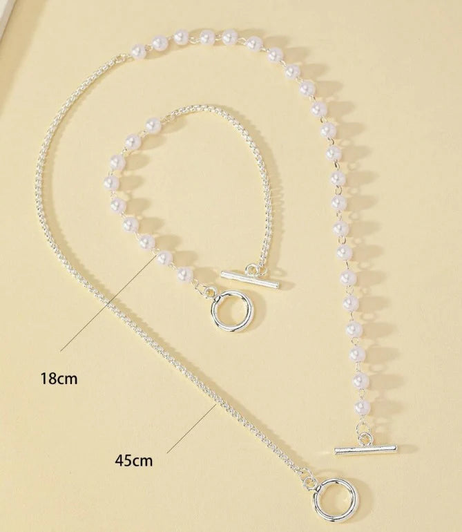 Collar y Pulsera Indira-Plateado